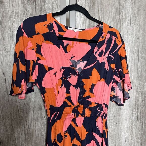 Abel The Label Midi Dress High Low Hem Floral Print Flutter Sleeve Size XS - Picture 2 of 8